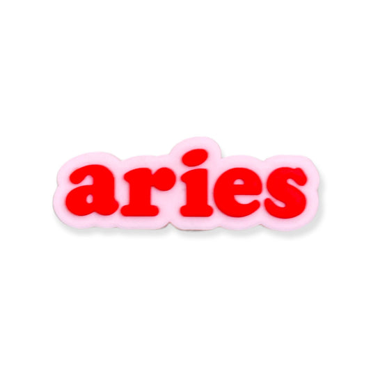 Red and light pink Aries zodiac sign croc shoe charm